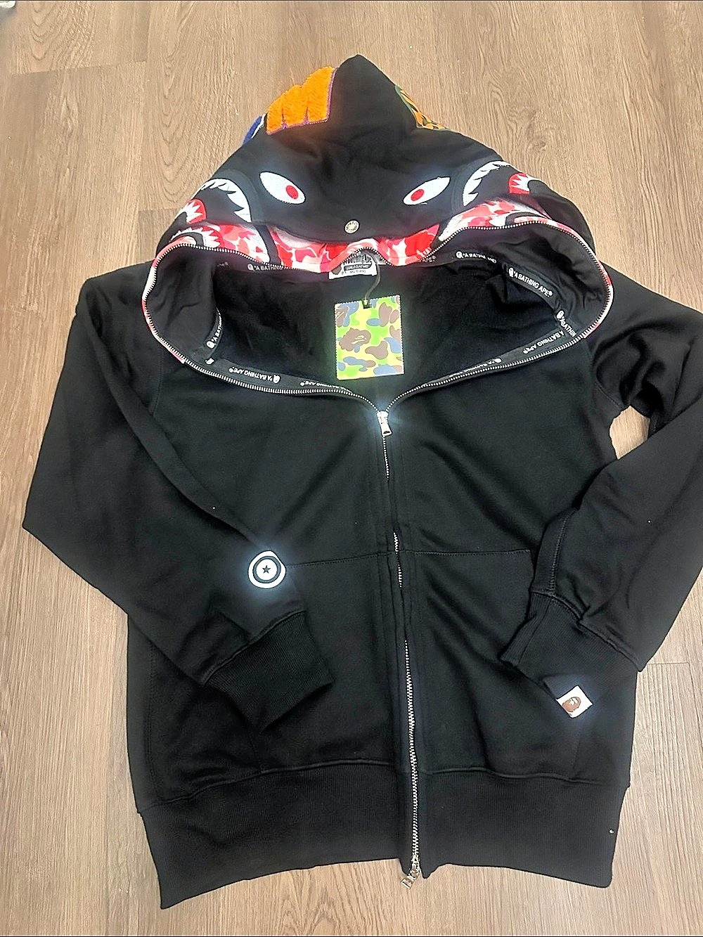 BAPE Shark Full-Zip Hoodie in Black & Red Like New